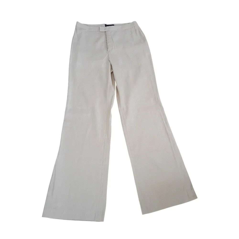 Banana Republic Harrison Linen Blend Wide Leg‎ Pants Beige 6 W28x33 NWOT $150